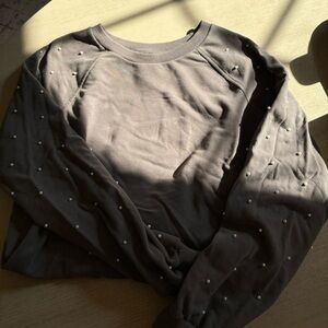 Anthropologie Pearl embellished grey sweatshirt